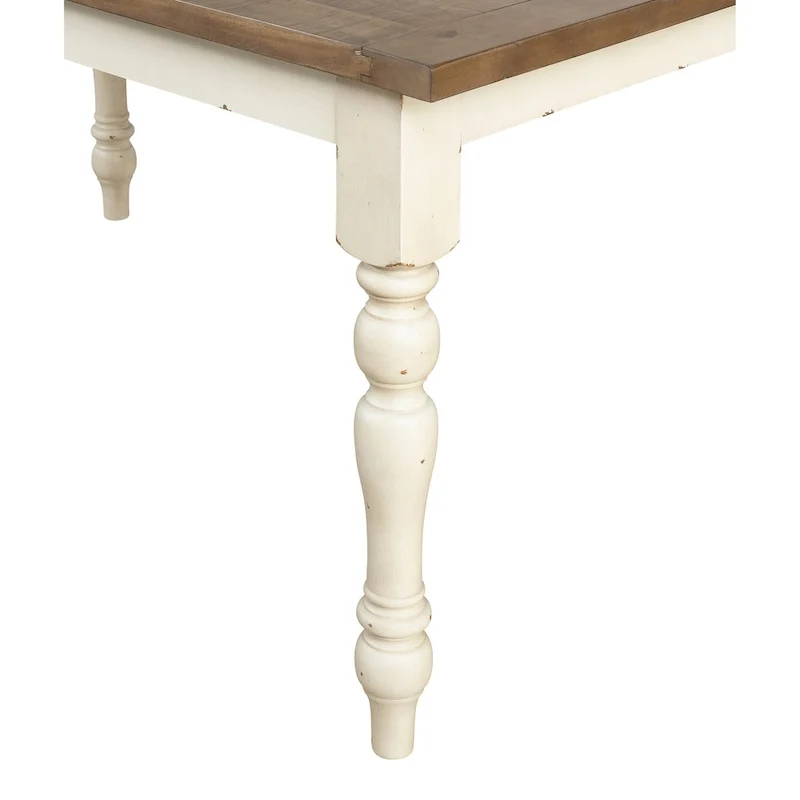 Roundhill Furniture Prato Antique White and Distressed Oak Two-tone Finish Wood Dining Table