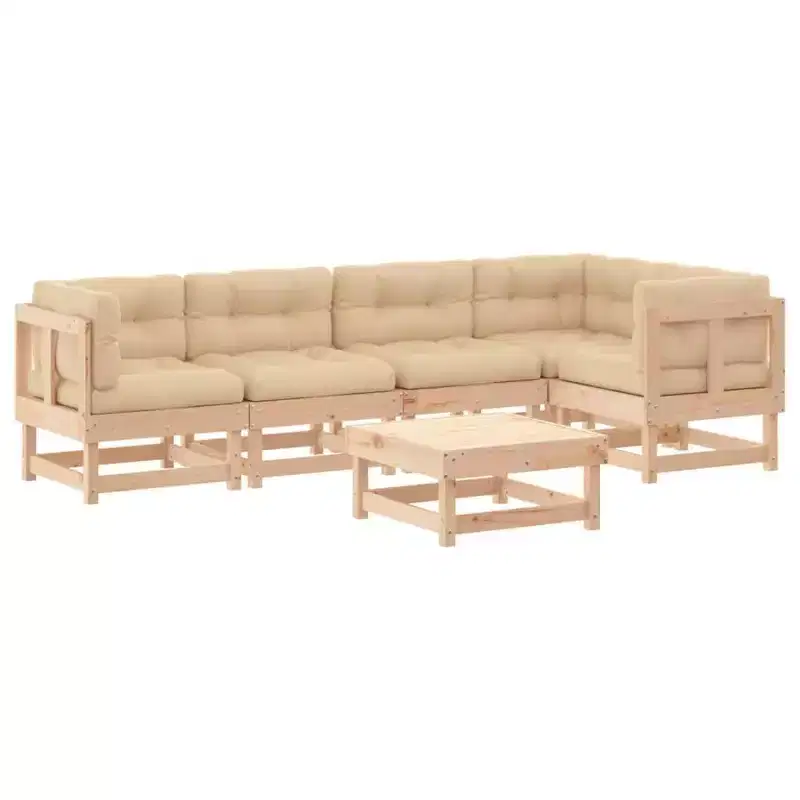 vidaXL Patio Lounge Set with Cushions Outdoor Furniture Set 6 Piece Solid Wood