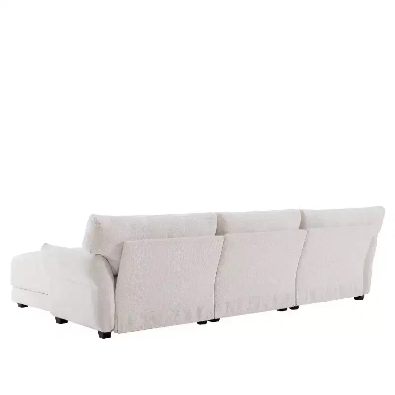 L-Shaped Sectional Sofa Set with Ottoman, 3-Seat Chenille Couch with Extra-Wide Seat and USB, 110