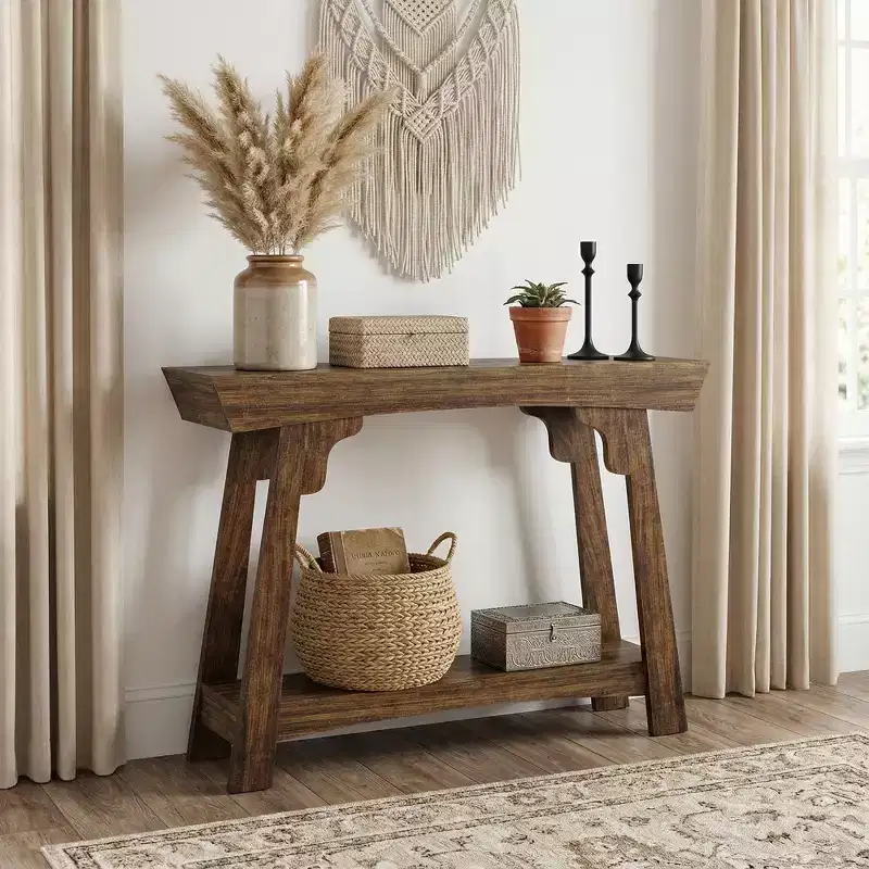 MAYEERTY 41-Inch Farmhouse Console Table, 2-Tier Sofa Entryway Table with Storage Shelf