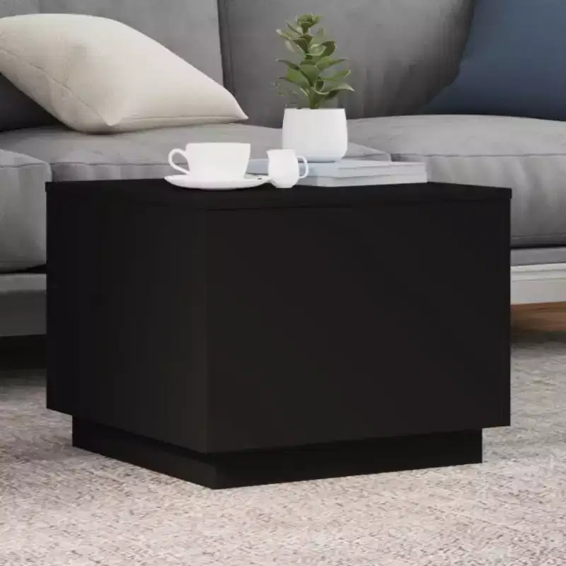 Modern LED Coffee Table White Engineered Wood 19.7x19.7x15.7