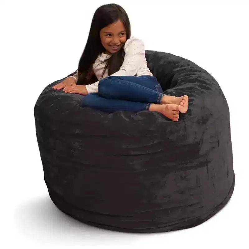 Ultimate Sack 3 ft Bean Bag Chair, Oversized Indoor Comfy Lounger, Charcoal Fur