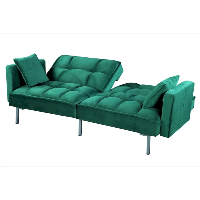 Bernal 75.6W Velvet Futon Sofa Bed Sleeper