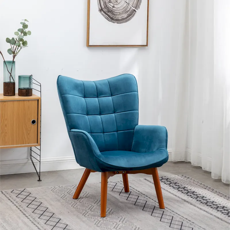 Carson Carrington Aasen Silky Velvet Tufted Accent Chair with Ottoman