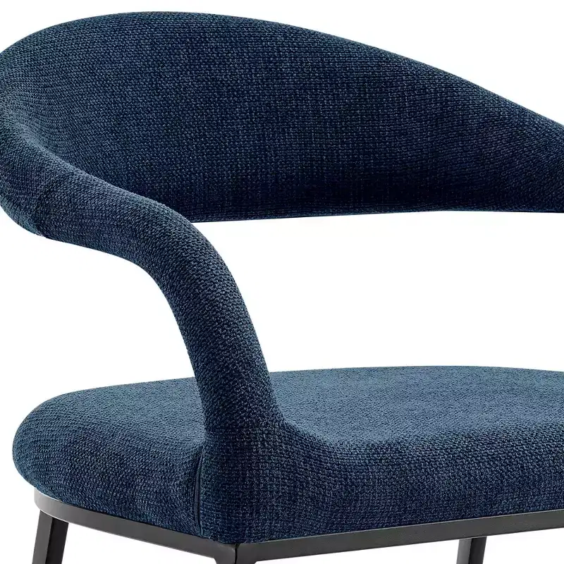 Set of 2 Upholstered Iron & Fabric Dining Chairs with Arms, 250LBS, Low Back