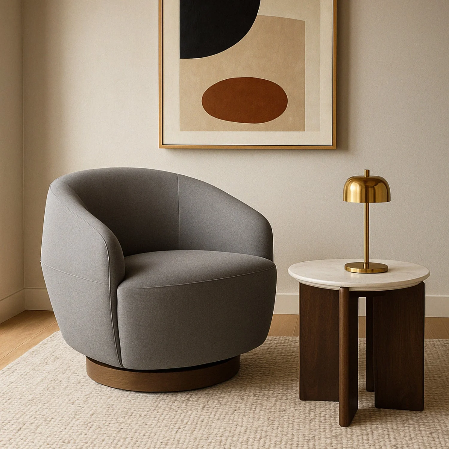 Modern Velvet Lounge Chair with Sculptural, Upholstered - Living Room