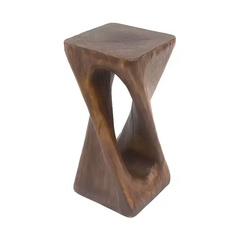 MAYEERTY 1 Pack Twist Shape Side Table, Artistic Wood-Grain End Table for Indoor Outdoor Living Room, Patio