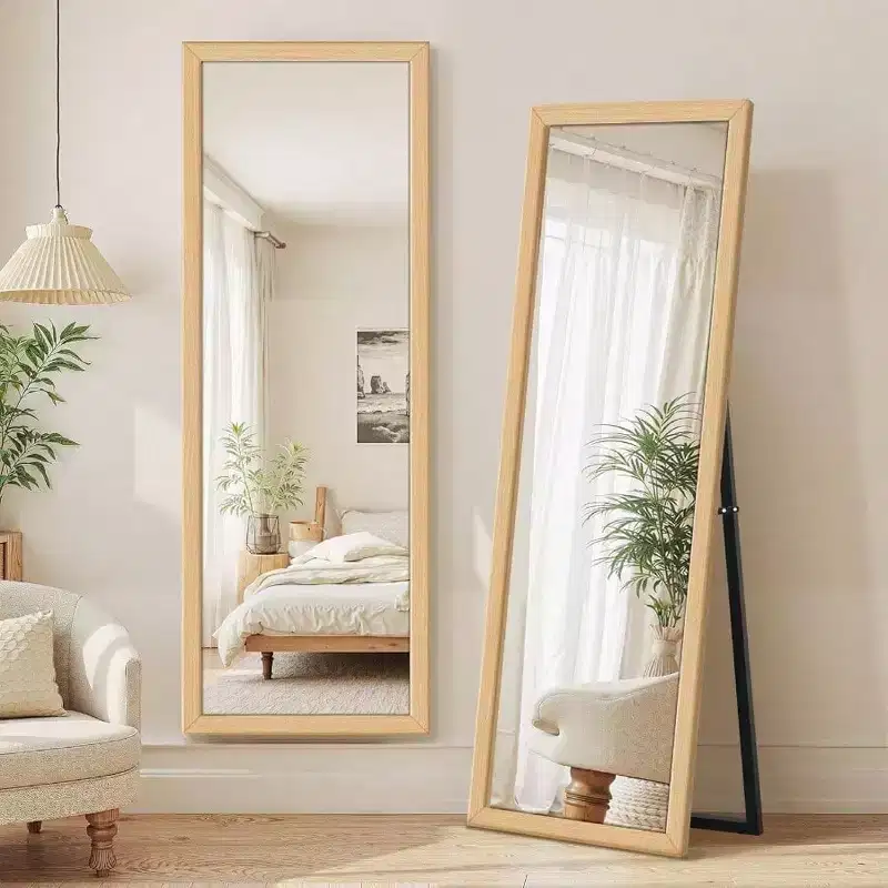 Wall Full Length Mirror Standing Mirror Full Body Large Floor Wall Door Bedroom Bathroom Living Room with Wooden Frame