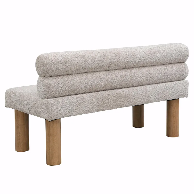 Upholstered Dining Bench with Solid Wood Legs