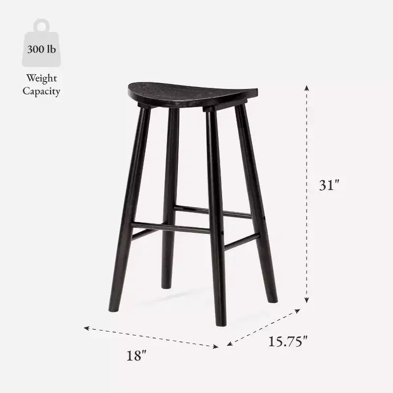Maven Lane Luna Backless Wooden Kitchen Bar Stool 30