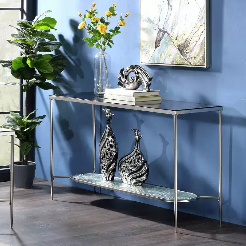 Acme Furniture Adelrik Console Glass Table Chrome Finish