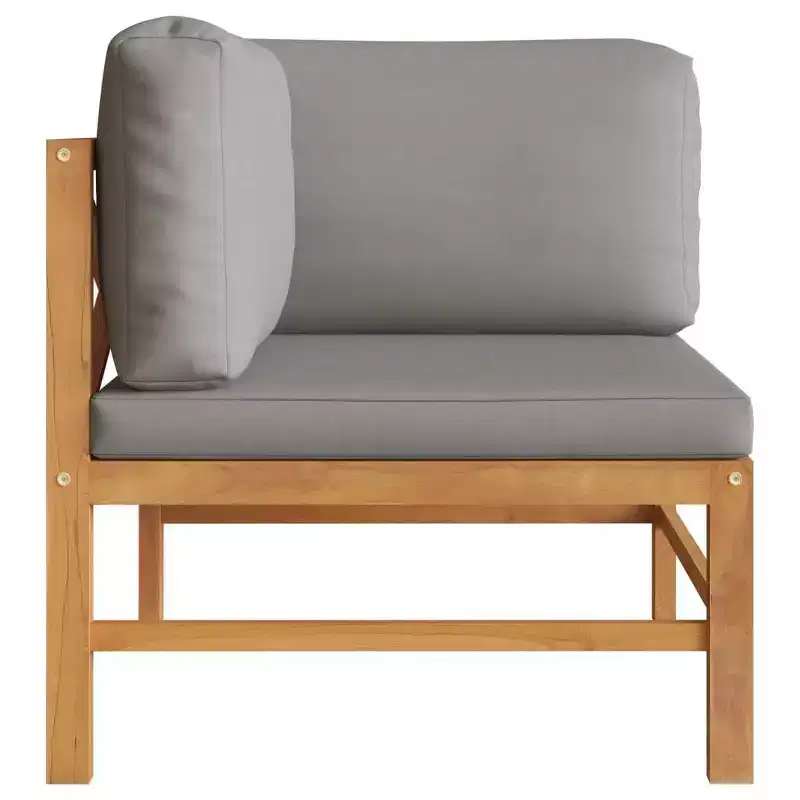 vidaXL Garden Bench Dark grey cushions and natural teak wood Teak hardwood