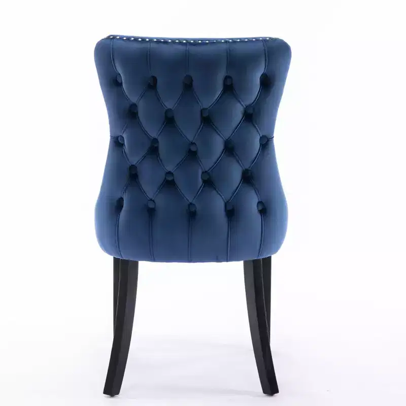 Okak Retro Dining Chairs Set of 2, Comfy Upholstered Wing-Back Chairs with Backstitching Nailhead Trim, Kitchen Chairs with Solid Wood Legs