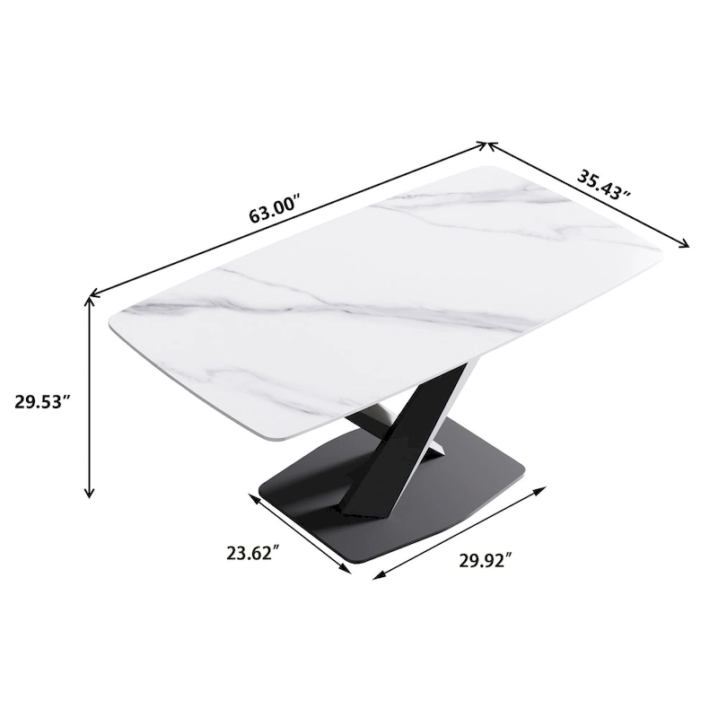 63 inch Modern White Rectangular Dining Table
