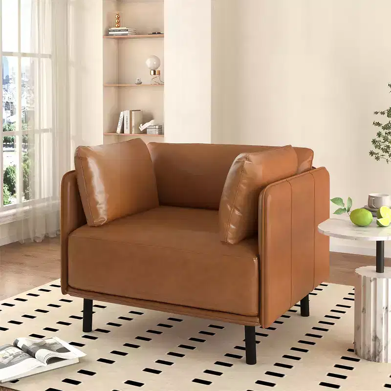 39 Modern Accent Chair, Upholstered Reading Armchair, Single Sofa Chair With Pillow, Chair for Living Room Bedroom