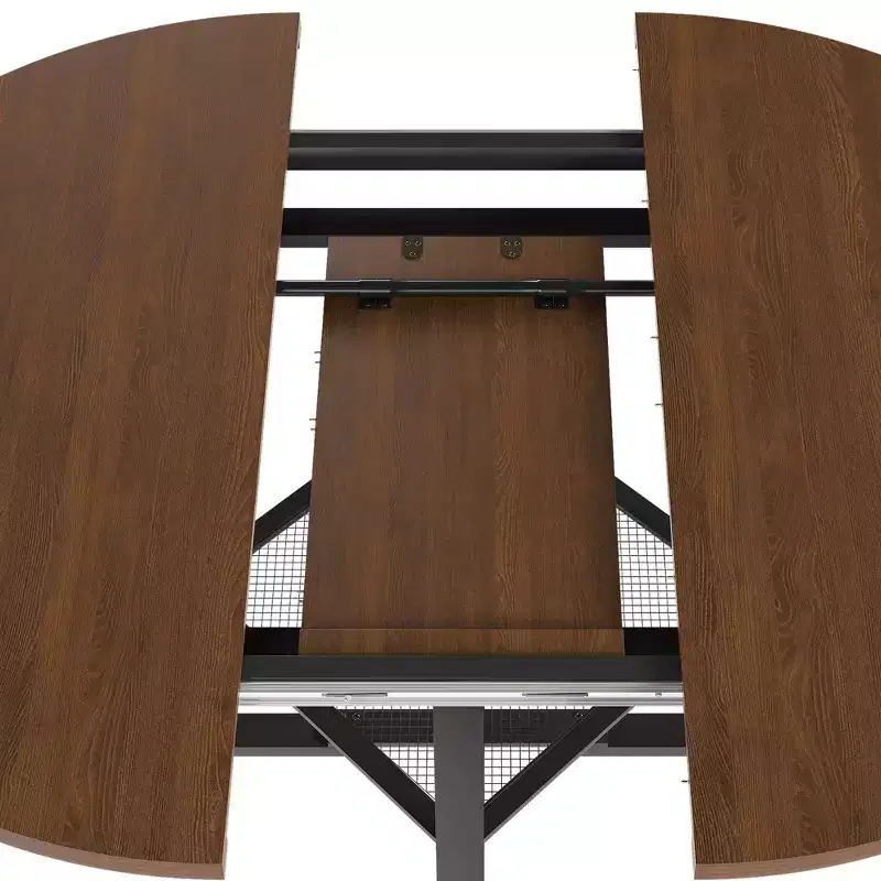 GDFStudio Rakesh Modern Extendable Metal Round Dining Table with Wire Grid Shelf