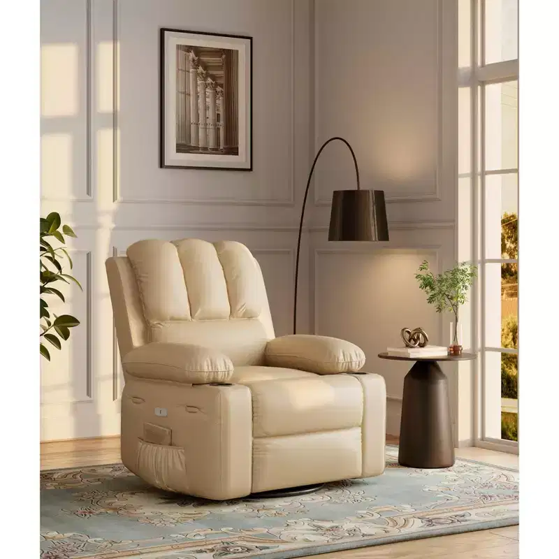 Swivel Recliner Chair with Heat, Massage & Cup Holder