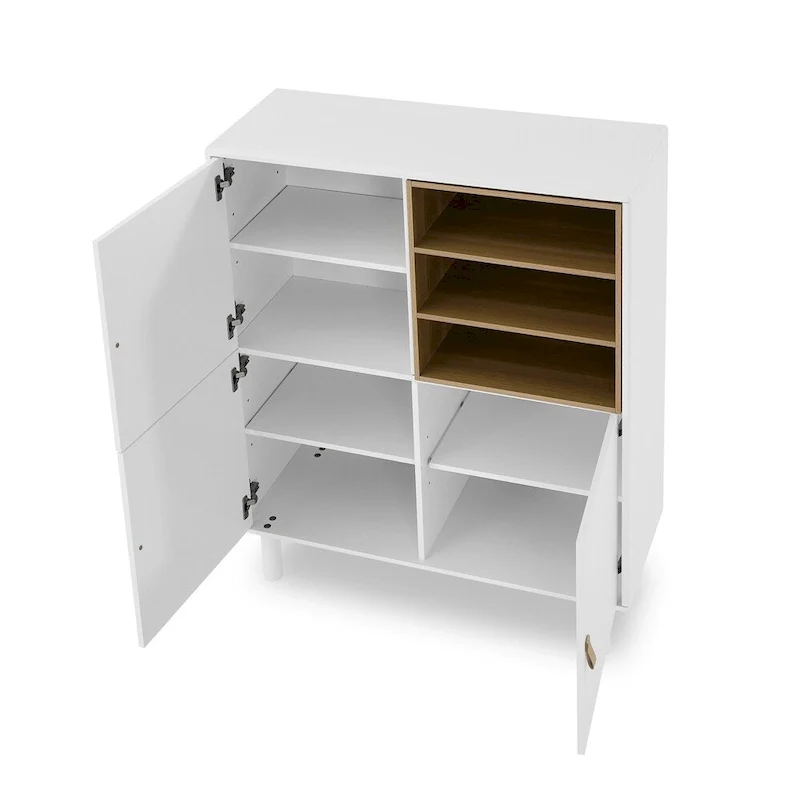 Modern Wood Sideboard Cabinet with Round Legs and Shelf
