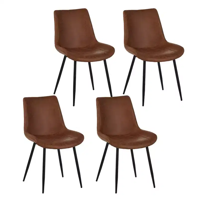 GDFStudio Riven Modern Faux Leather Upholstered Dining Chairs with Metal Frame (Set of 4)