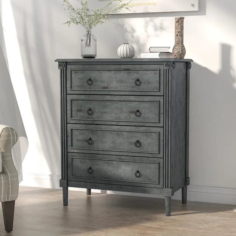 Traditional Solid Wood 4-Drawer Chest