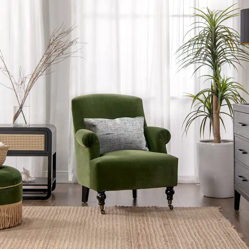 Eloise 30 Transitional Velvet Pleated Sock Arm Accent Chair