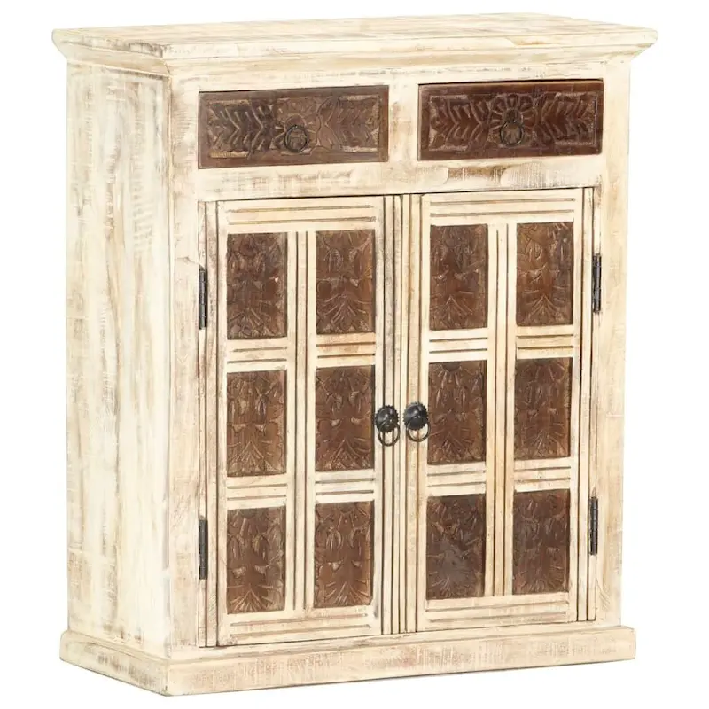 vidaXL Sideboard White 25.6x11.8x29.5 Solid Mango Wood