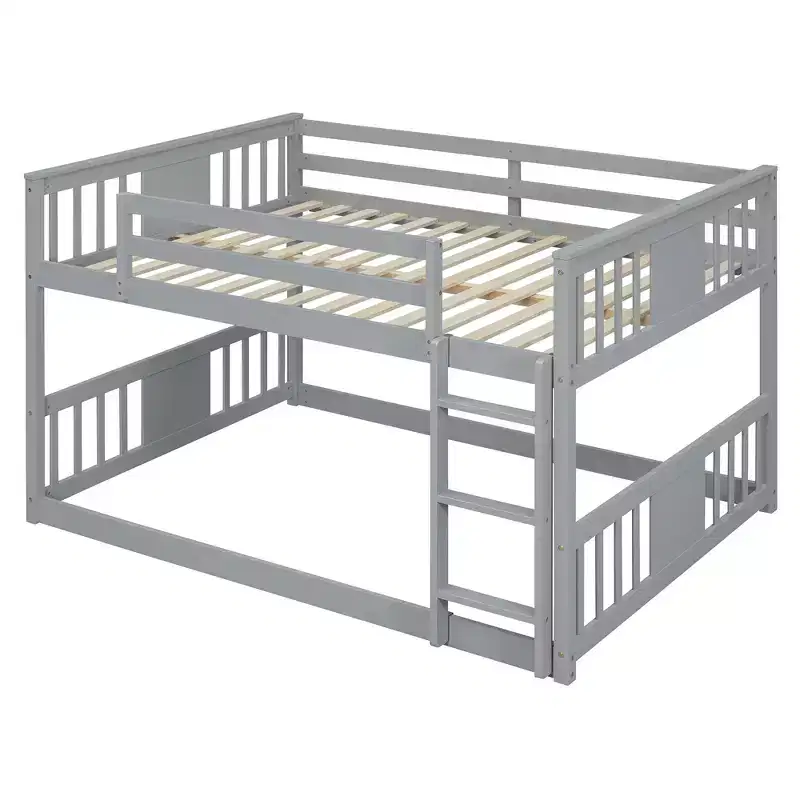 Full Over Full Bunk Bed with Ladder, Sturdy Frame, Space-Saving Design for Bedroom & Dorm