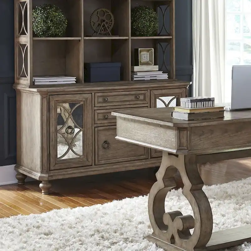 Copper Grove Simply Elegant White, Brown, & Heathered Taupe Credenza