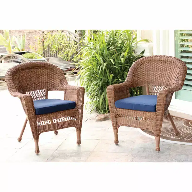 HomeStock Zen Zone Chair Set of 2, Durable Resin Wicker, Weather-Resistant with Cushions