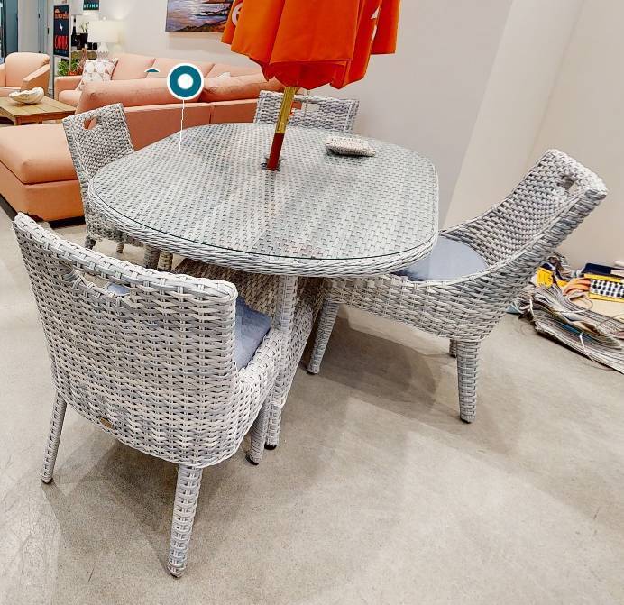 Outdoor Wicker Dining Chair with Cushion, Ice Gray Aluminum Frame