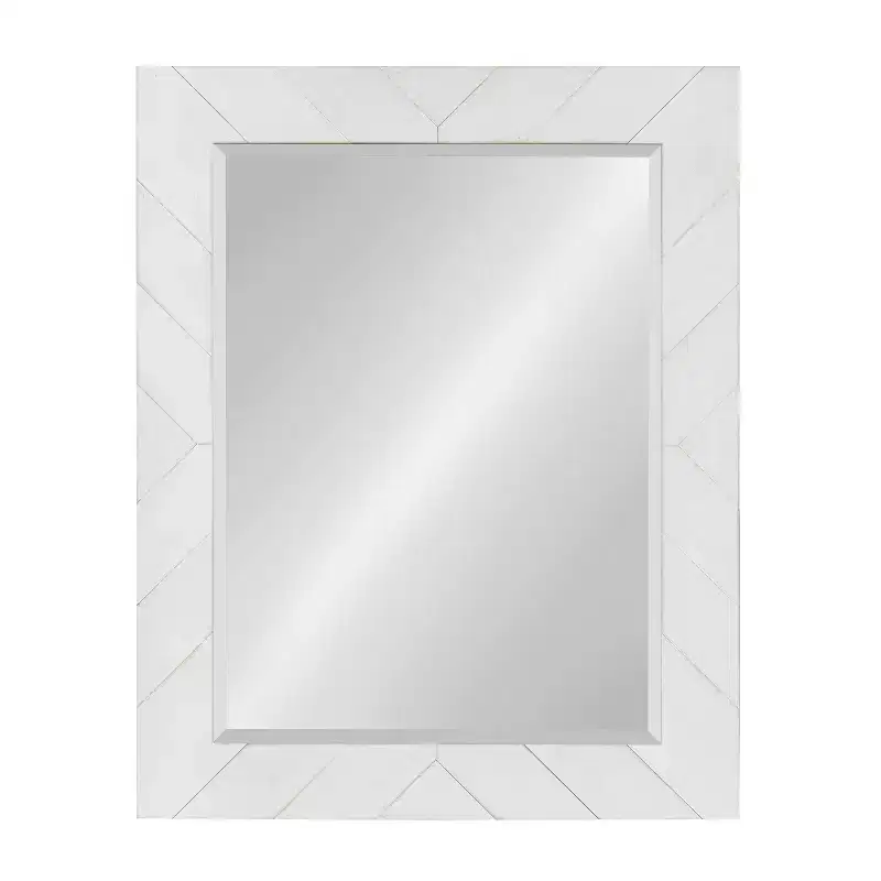 24" x 30" Rost Pieced Wood Framed Wall Mirror White - DesignOvation: Modern Rectangle, No Assembly Required