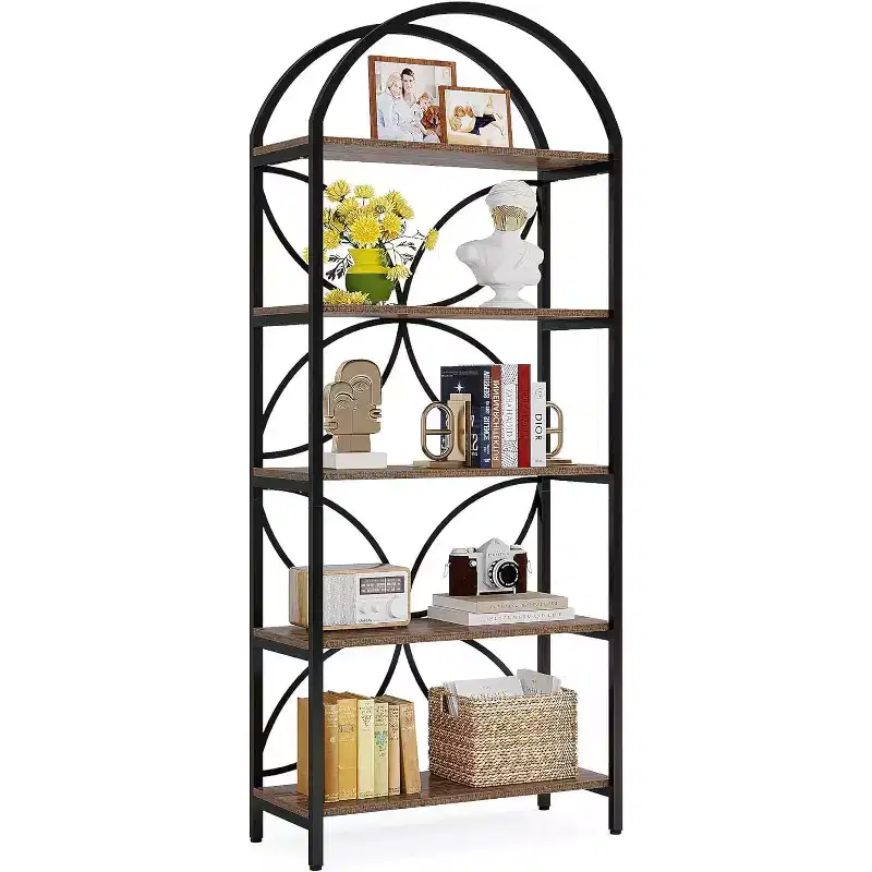 5-Tier Arched Open Bookshelf 74.8