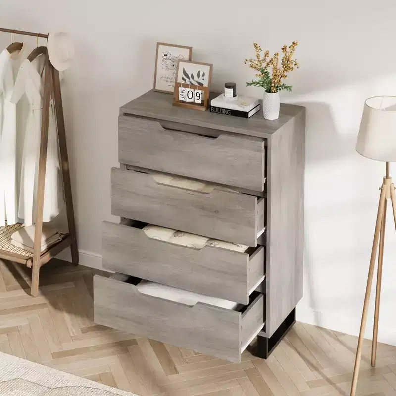4 Dresser for Bedroom, 41.5 in Tall Dresser, Freestanding Vertical Drawer Cabinet with Storage, Wooden Closet Storage Chest