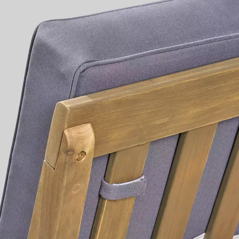 2pc Acacia Wood Patio Club Chairs - Gray - Christopher Knight Home: Weather-Resistant, Polyester Cushions