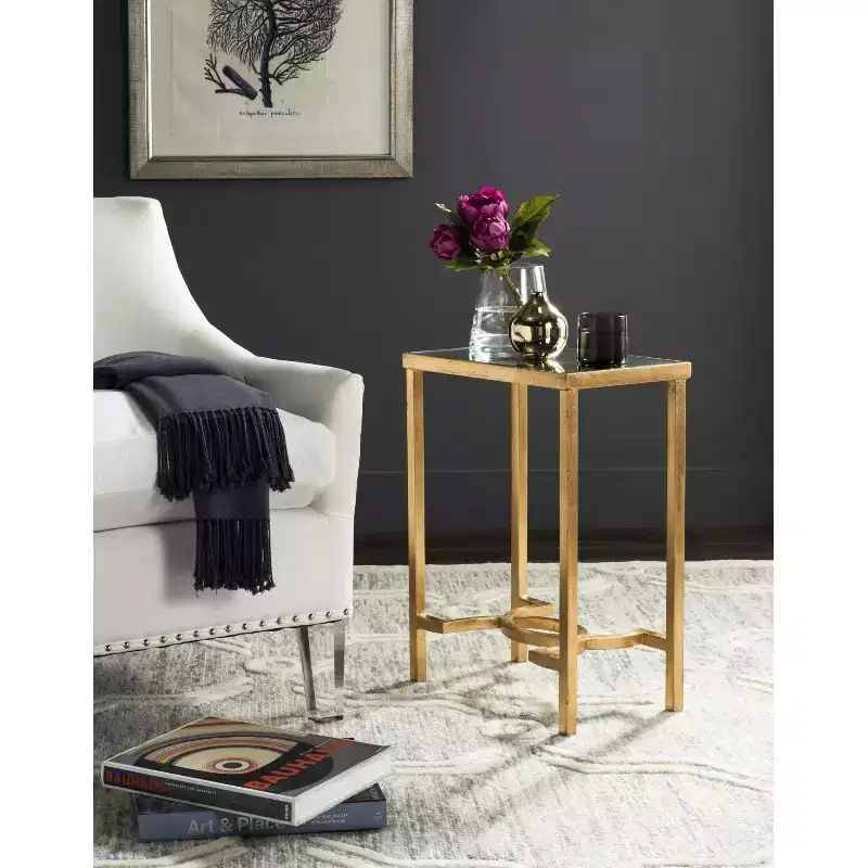 Gold & Mirror End Table â€?Glamorous Accent Side Table for Bedroom & Living Room