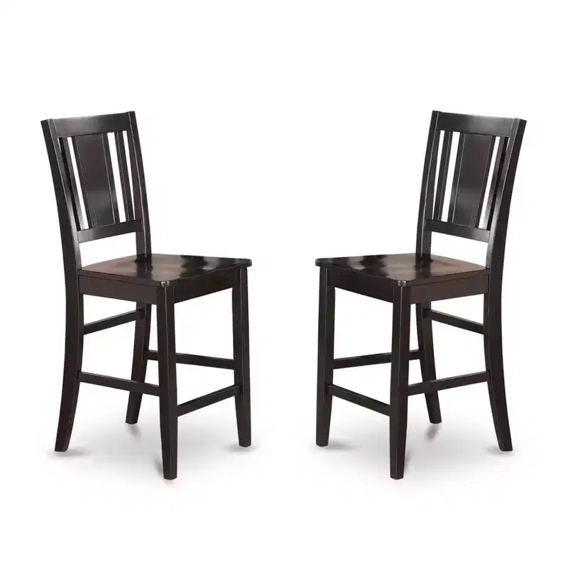HomeStock Buckland Wood Seat Counter Height Stools Mahogany Finish Set of 2