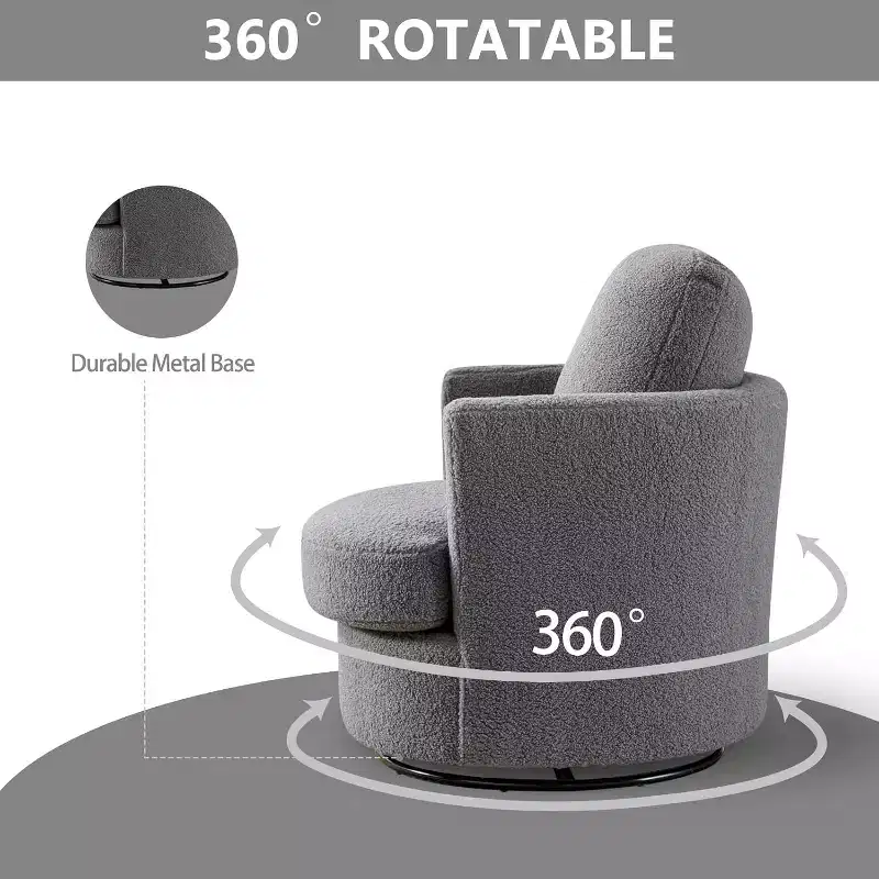 Swivel Boucle Upholstered Barrel Accent Chair, 32