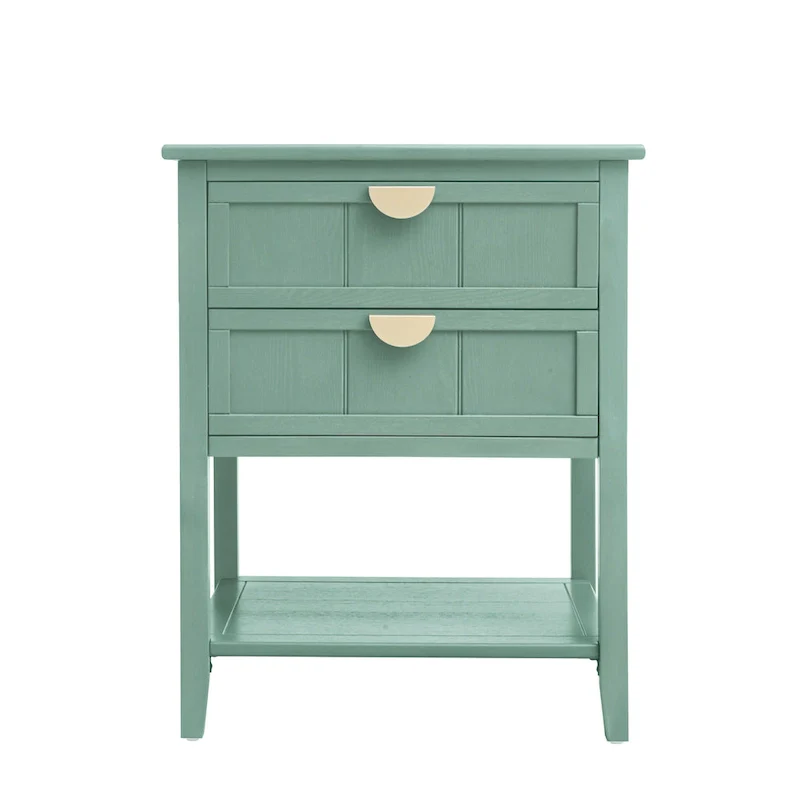 American Style 2-Drawer Bachelors Chest with Golden Handle, Side Table, End Table, Suitable for Bedroom, Living Room