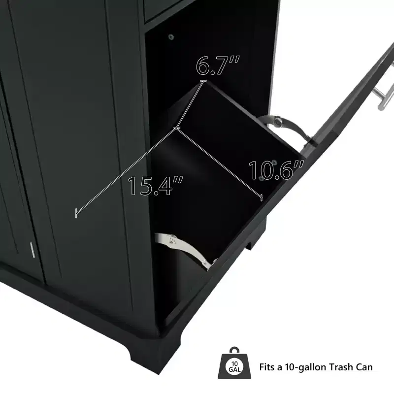 Whisen Classic Style Kitchen Islands on 5 Wheels with 3 Drawer and 3 Open Side Racks