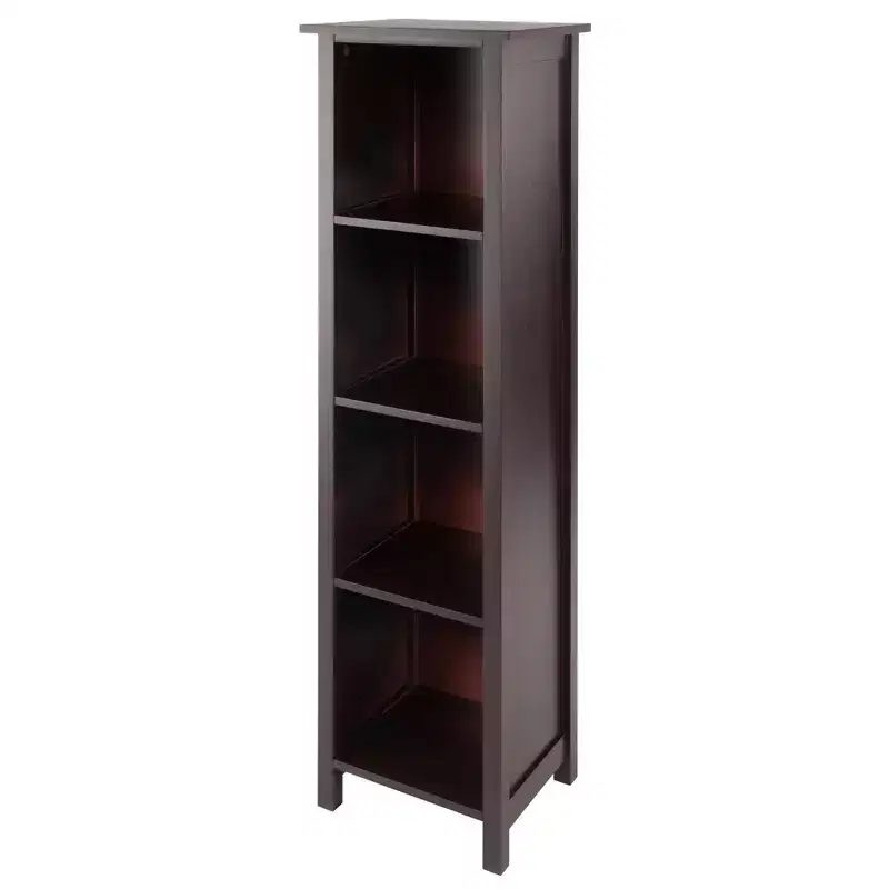 Winsome 55.98" 5 Tier Milan Storage Shelf or Bookshelf Tall Walnut: Mid-Century Modern MDF Composite