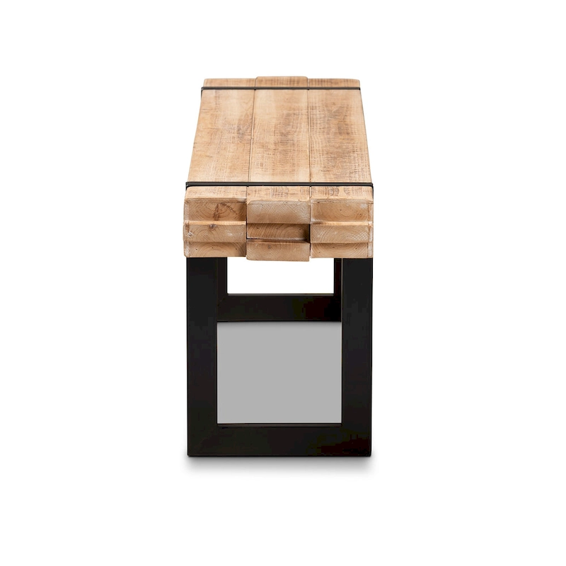 Henson Natural Brown Finished Wood and Black Finished Metal Bench