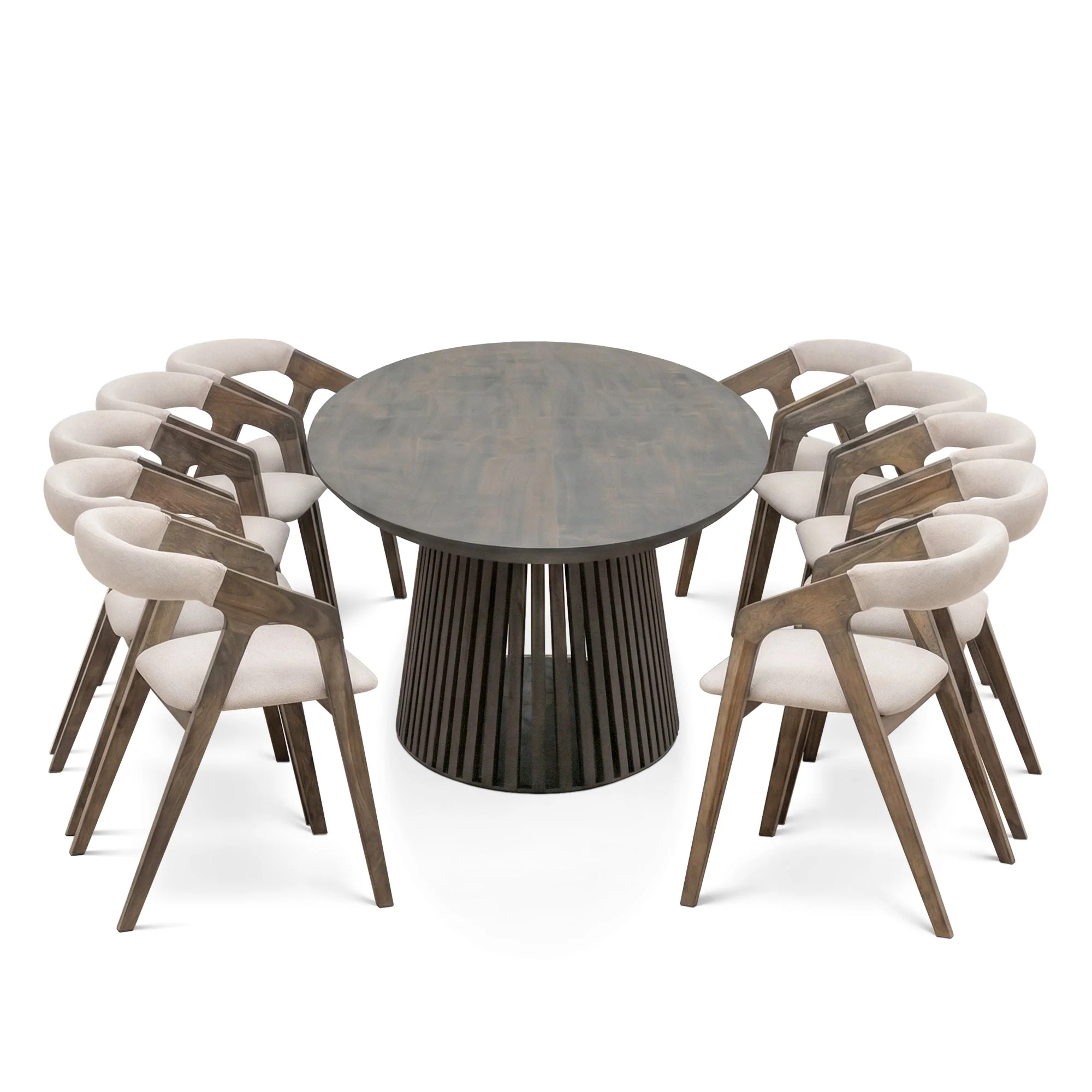 Oval Walnut Table - Introducing our handcrafted round oak dining table - a stunning addition to any home - Made from solid wood this table combines