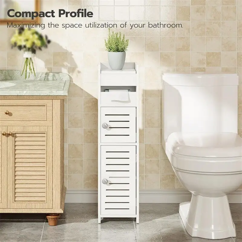 Small Bathroom Storage Cabinet with Door - 7.9  D x 7.9  W x 30.7  H