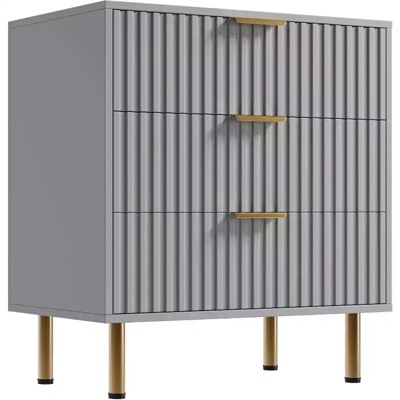 Zebra Pattern 3-Drawer Cabinet, White, Minimalist Texture, Clothes & Sundries Storage for Bedroom & Living Room