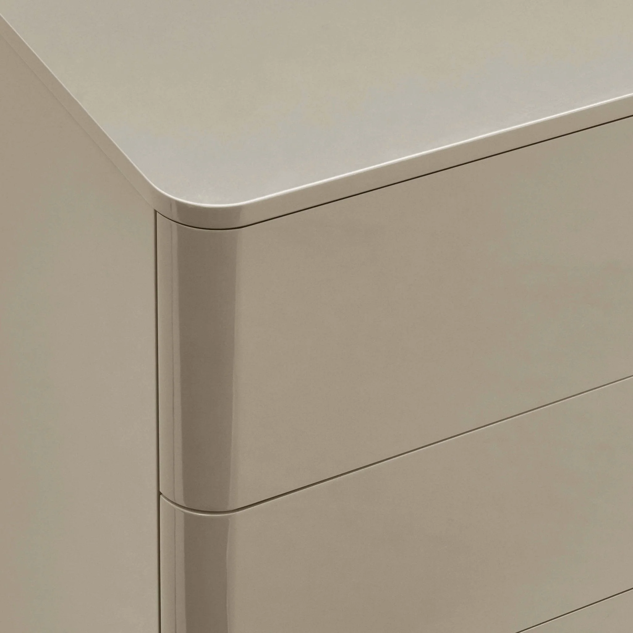 High Gloss 6 Drawer Chest - Taupe