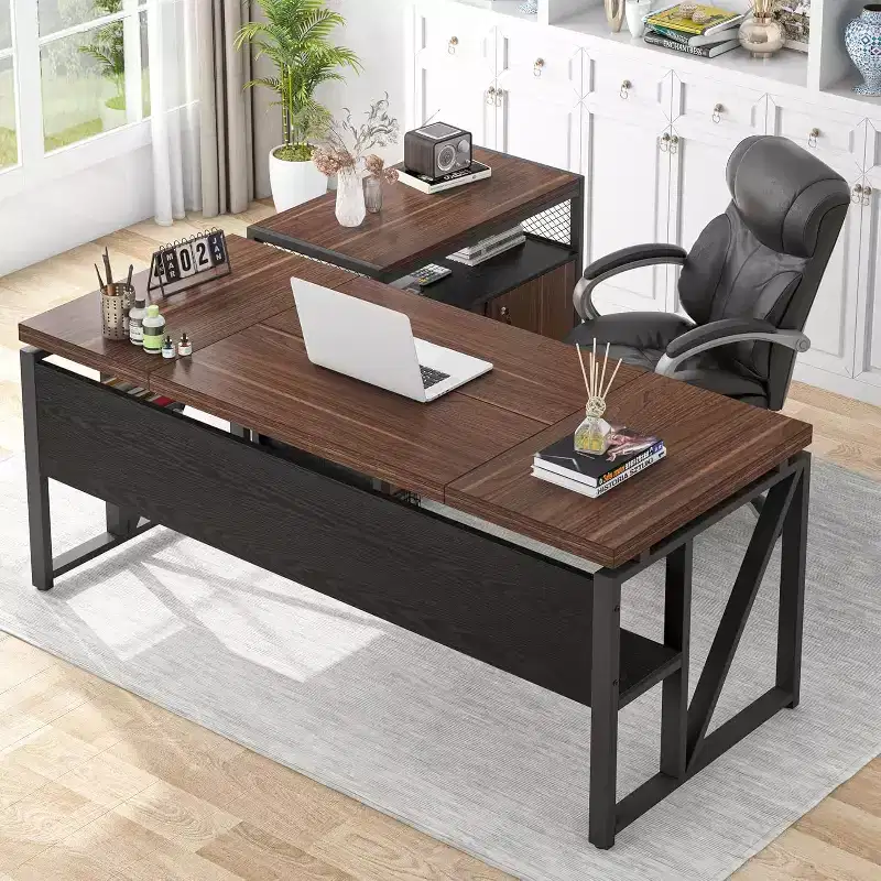 Lantine 63 L Shaped Executive Desk with Drawer Cabinet