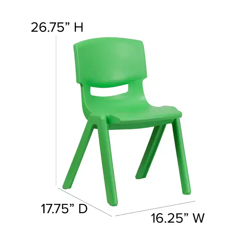 Emma and Oliver 5 Pack Plastic Stackable School Chair with 15.5'' Seat Height