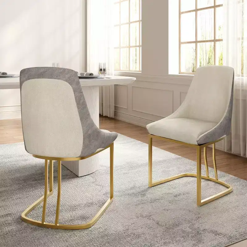 CLIHOME Set of 2 Modern High Back Dining Chair with Metal Legs