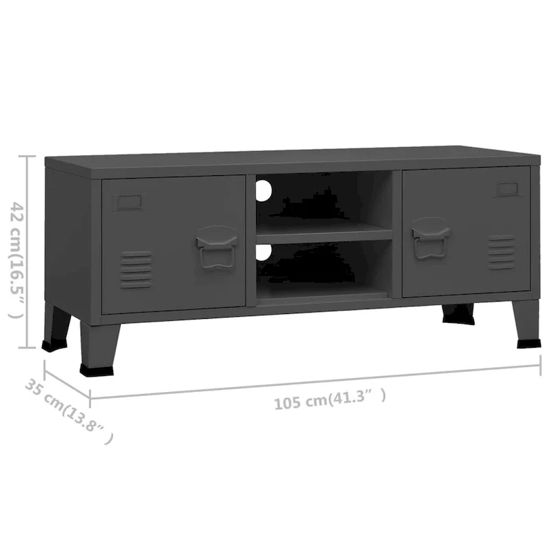 Industrial Metal TV Stand with 2 Doors and Storage Shelf - 41.3W