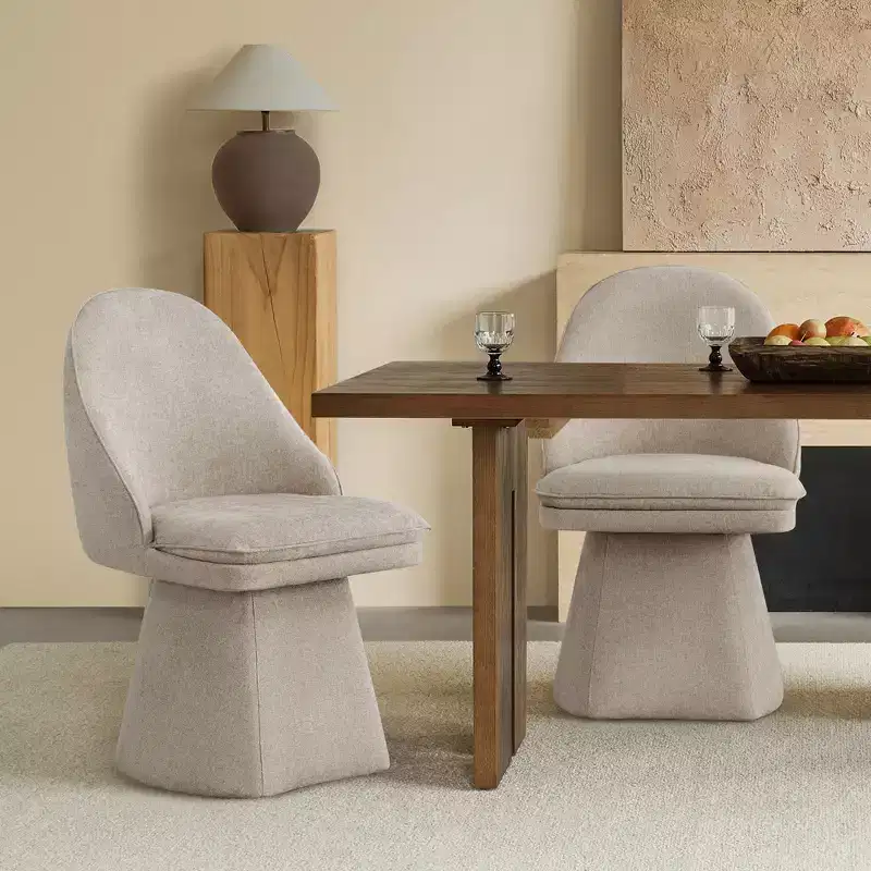 Swivel Dining Chair with High Curved Back & Conical Base